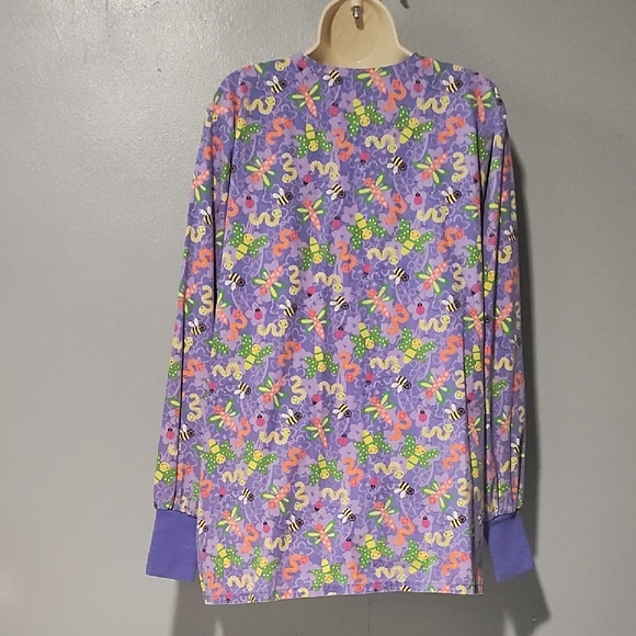 Butterfly 🦋  Bees 🐝 Worms 🐛 Ladybug 🐞 Print Women's Nurse Scrub Jacket - Picture 15 of 17